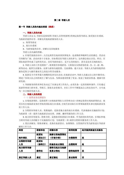 《导游业务》第二章 导游人员总结(根据2018年导游考试大纲)