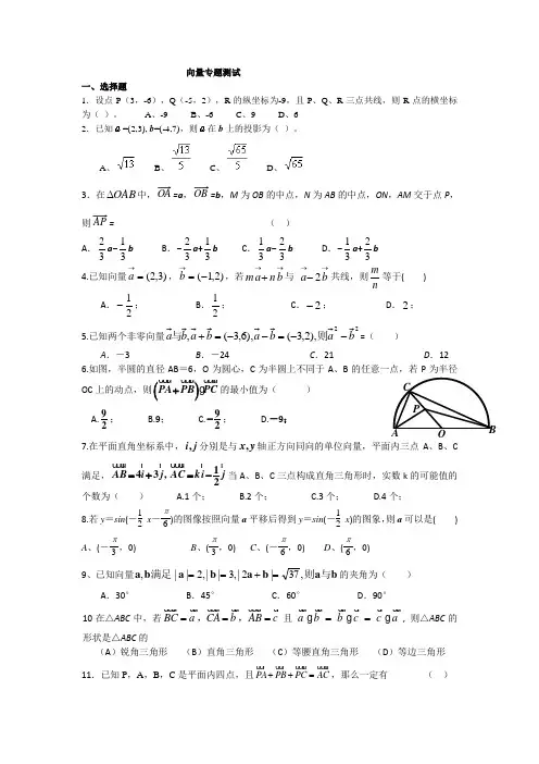 向量单元专题测试