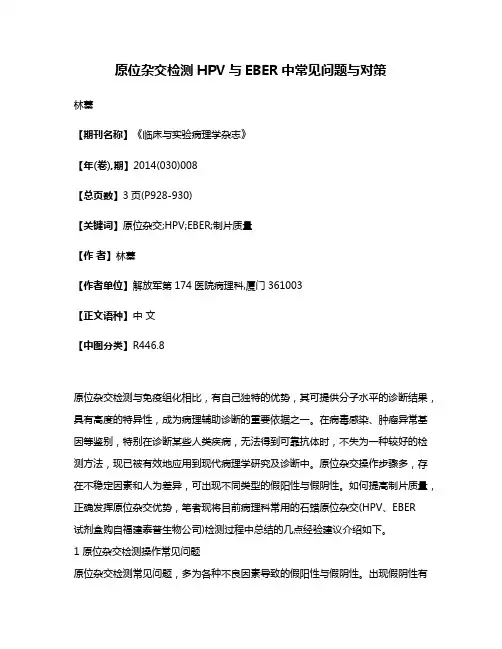 原位杂交检测HPV与EBER中常见问题与对策