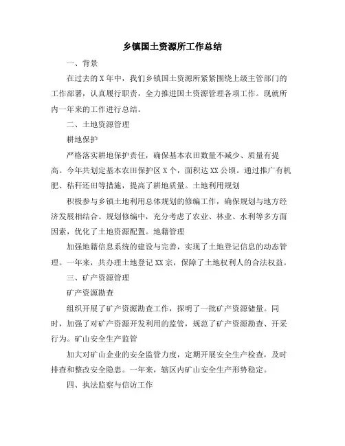 乡镇国土资源所工作总结