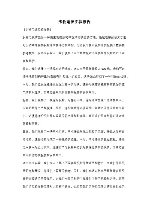 织物电镜实验报告