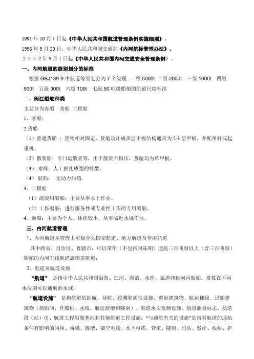 内河航道规范及管理
