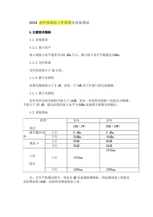 GSM 光纤直放站工作原理及设备调试