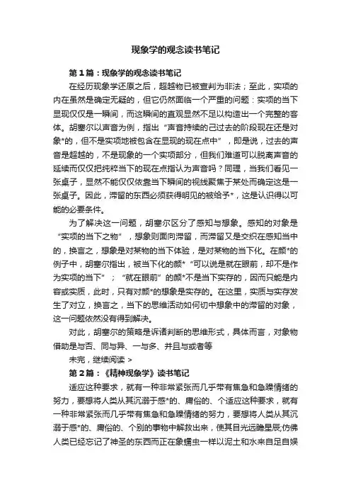 现象学的观念读书笔记