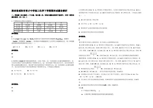 陕西省咸阳市育才中学高三化学下学期期末试题含解析
