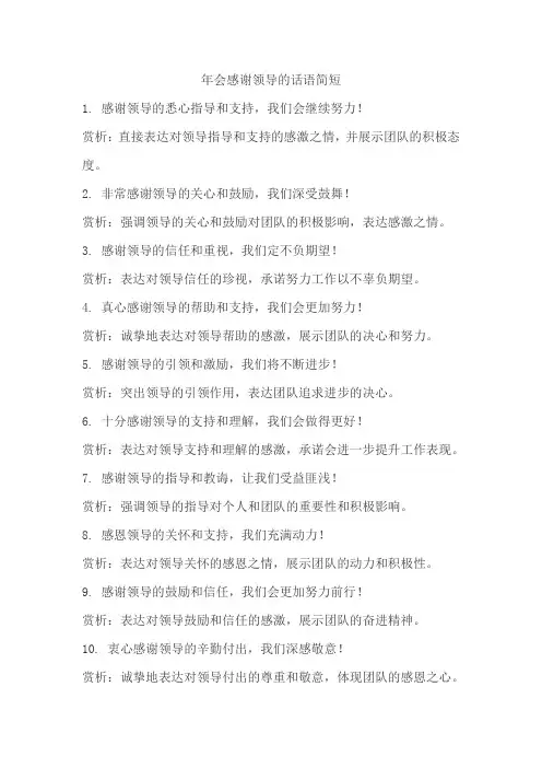 年会感谢领导的话语简短