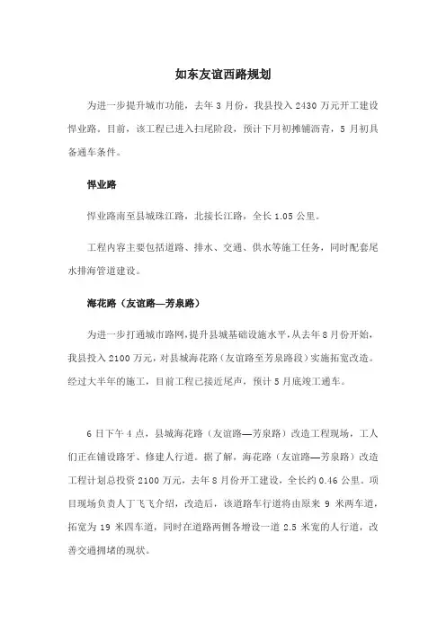 如东友谊西路规划