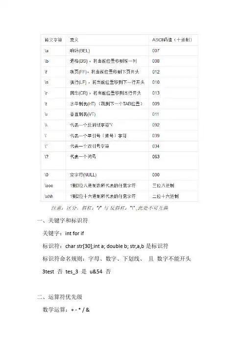 《C程序设计(第四版)》,谭浩强 著, 清华大学出版社知识点总结期末复习