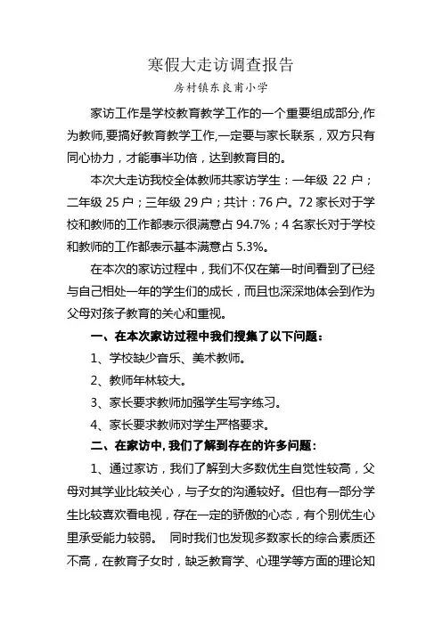 东良甫寒假大走访调查报告