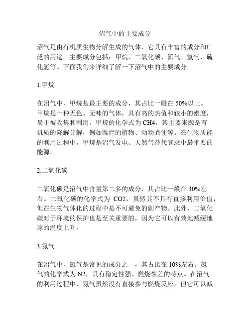 沼气中的主要成分