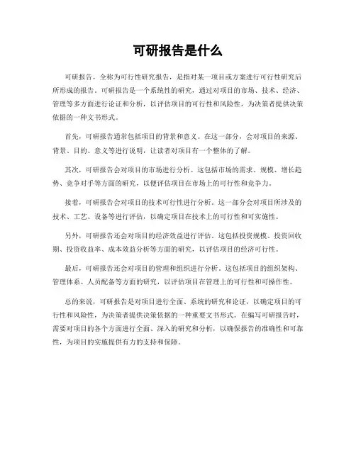 可研报告是什么