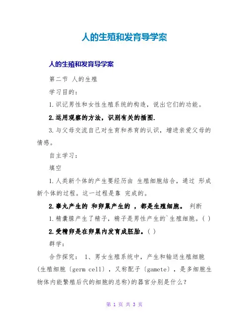 人的生殖和发育导学案