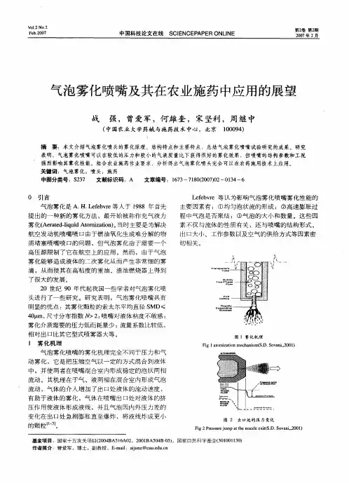 气泡雾化喷嘴及其在农业施药中应用的展望