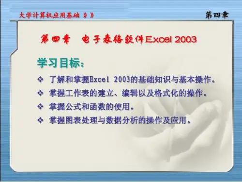 第四章Microsoft Excel 2003 电子表格软件