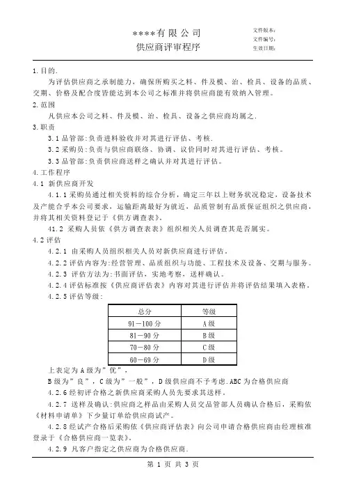 供应商评审程序