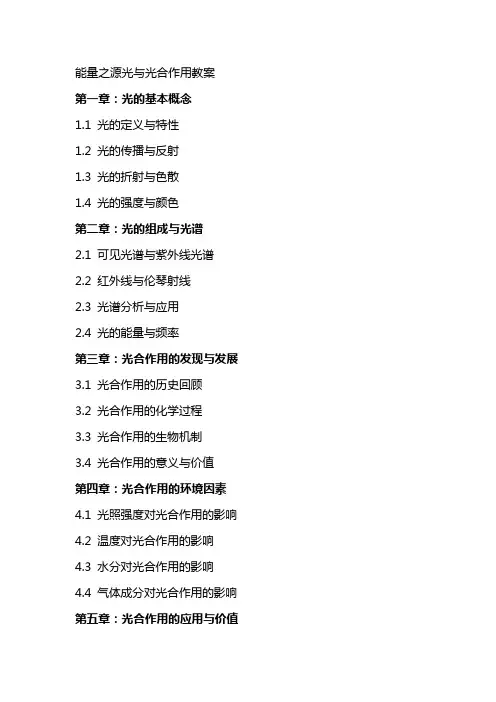 能量之源光与光合作用教案