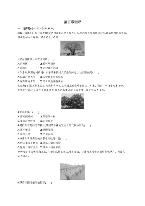 2024-2025学年高一地理必修第一册(配人教版)第5章测评