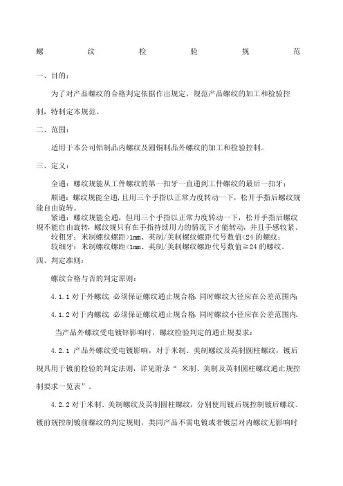 螺纹检验规范