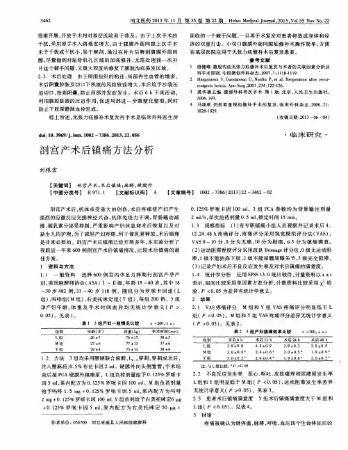 剖宫产术后镇痛方法分析
