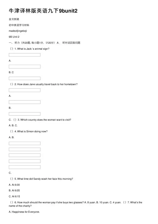 牛津译林版英语九下9bunit2