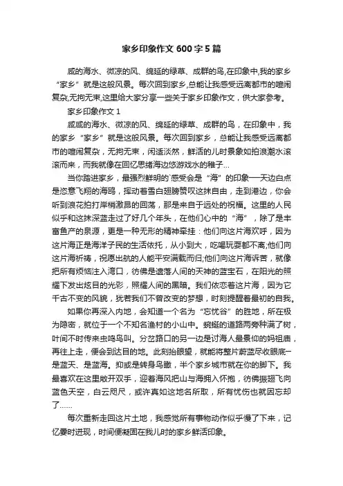 家乡印象作文600字5篇