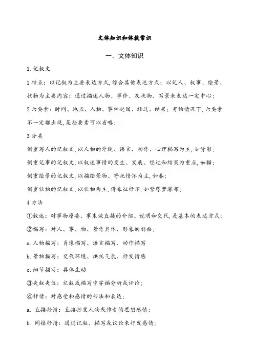 文体知识和体裁常识