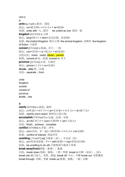 book 5unit 2单词