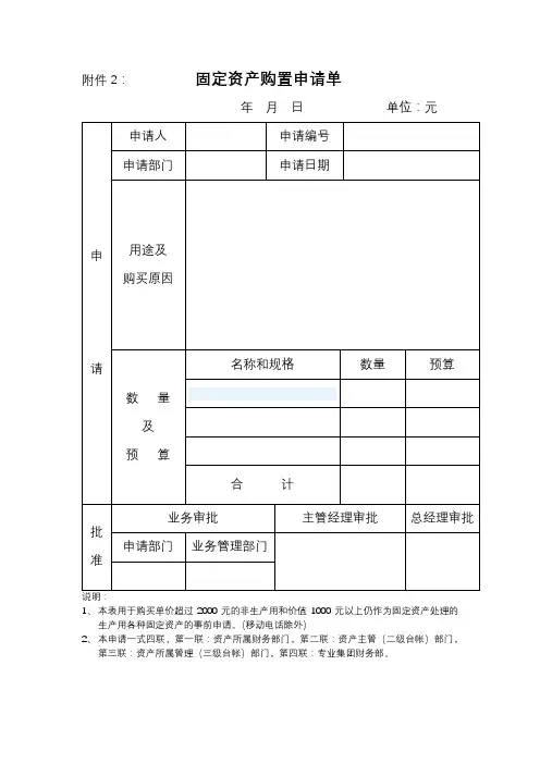 固定资产购置申请单【模板】