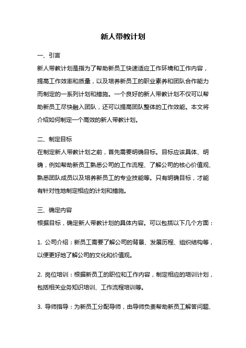 新人带教计划