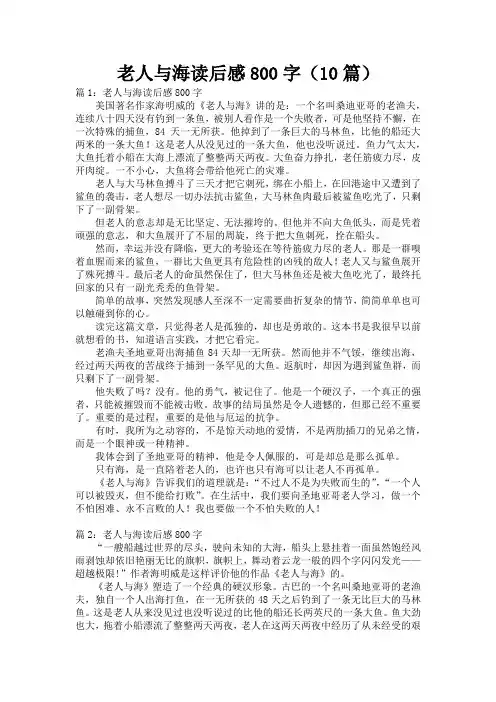 老人与海读后感800字(10篇)