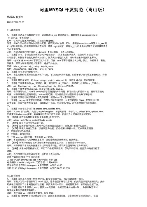 阿里MYSQL开发规范（嵩山版）