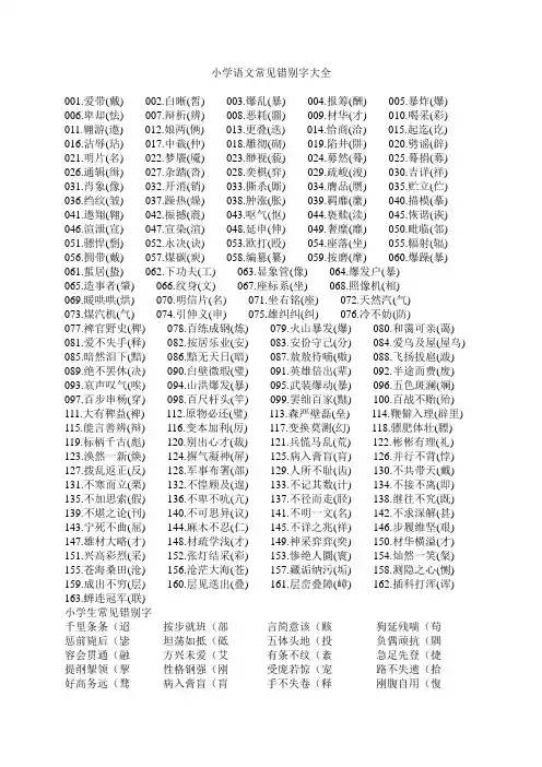 (完整版)小学语文常见错别字大全人教版