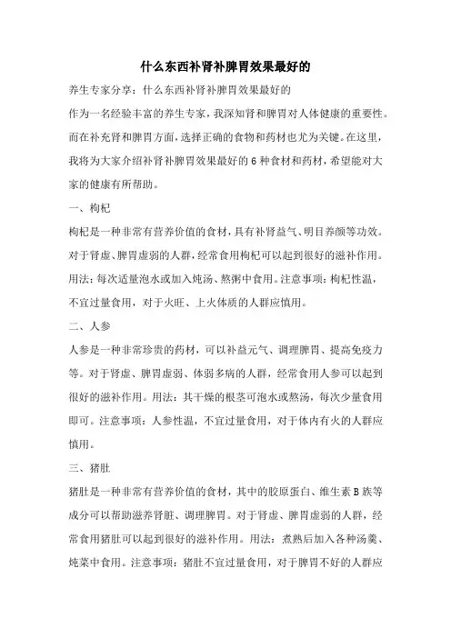 什么东西补肾补脾胃效果最好的