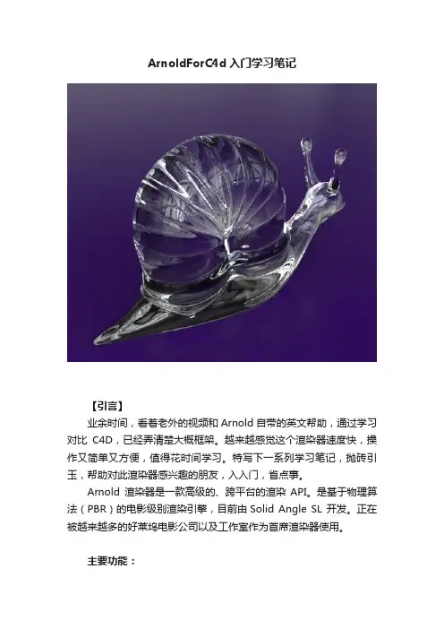 ArnoldForC4d入门学习笔记