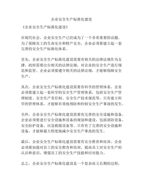 企业安全生产标准化建设