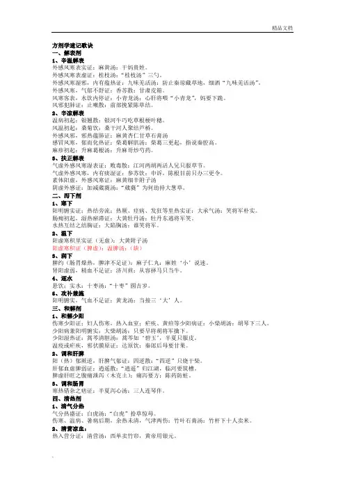 方剂学速记歌诀