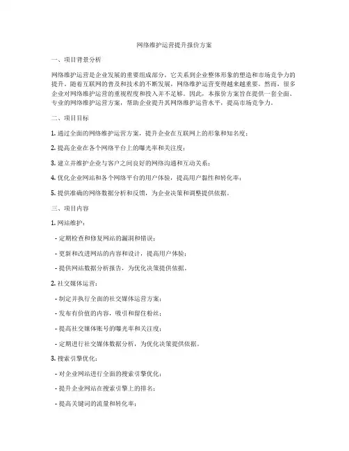 网络维护运营提升报价方案
