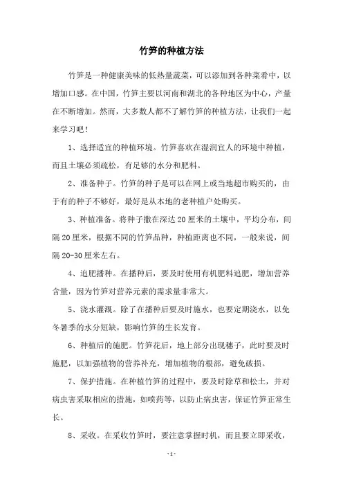 竹笋的种植方法
