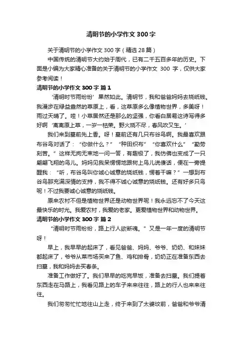 关于清明节的小学作文300字（精选28篇）