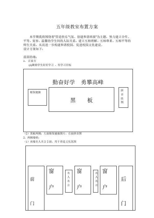 五年级教室布置方案