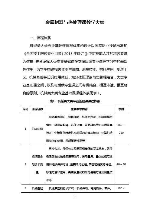 金属材料与热处理课教学大纲