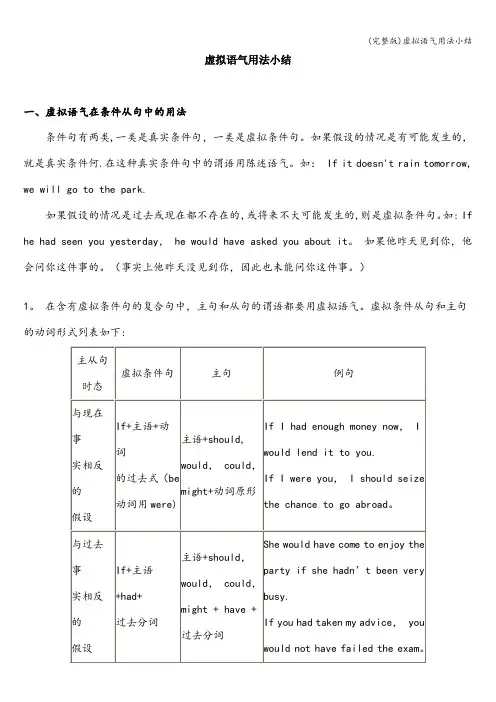 (完整版)虚拟语气用法小结