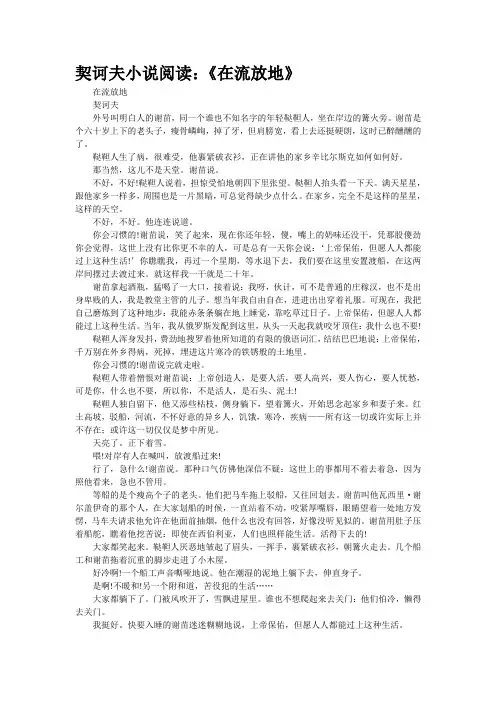契诃夫小说阅读：《在流放地》