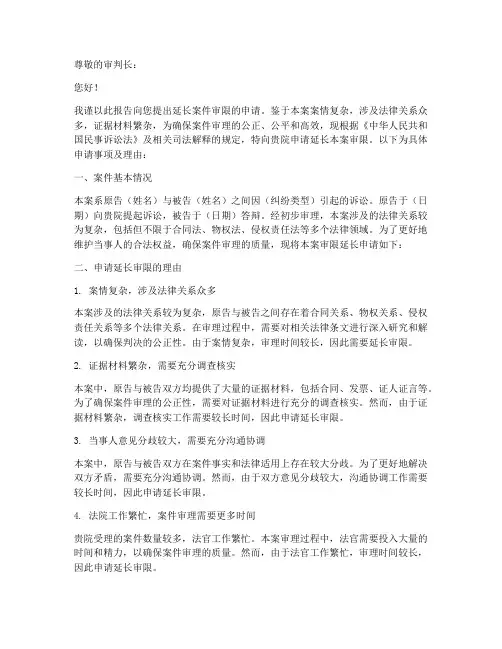 延长审限申请报告