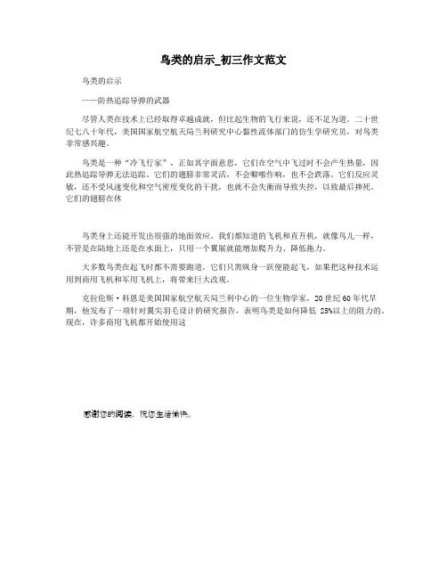 鸟类的启示_初三作文范文