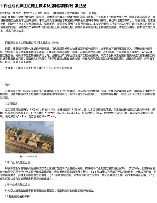 干作业成孔灌注桩施工技术及控制措施探讨张卫星
