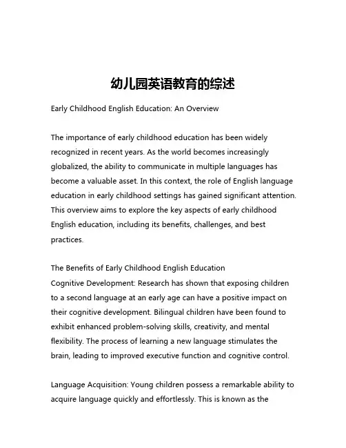 幼儿园英语教育的综述