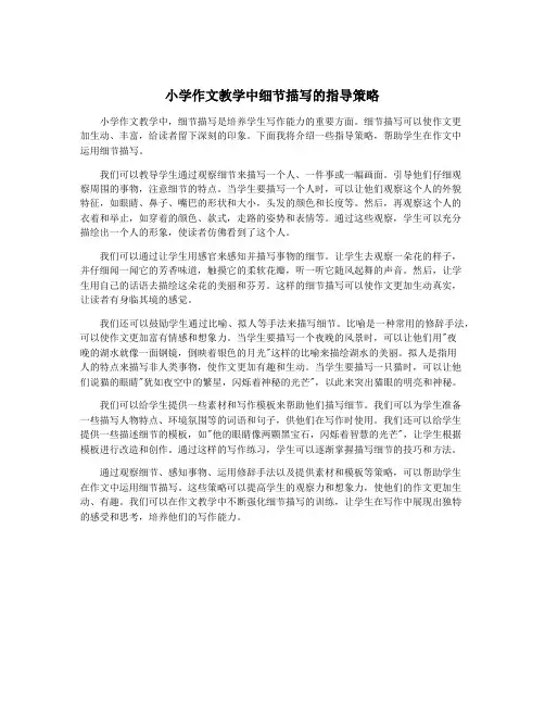 小学作文教学中细节描写的指导策略