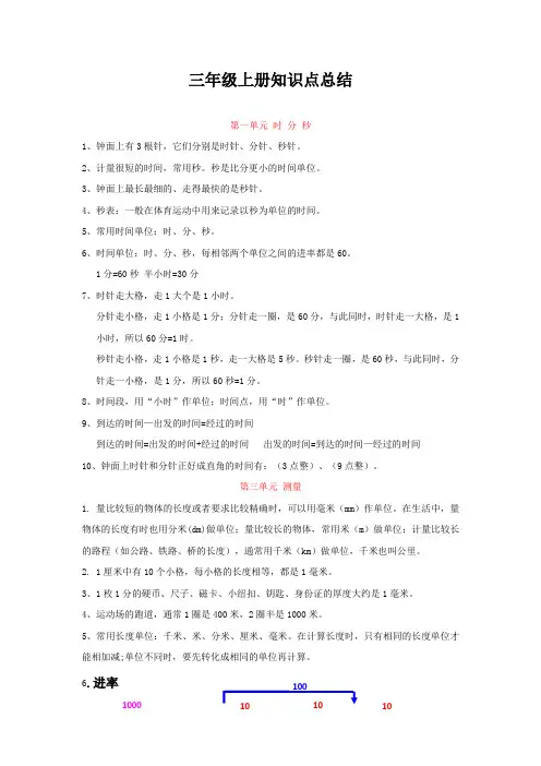 三年级上册知识点总结