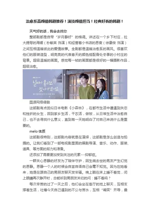 治愈系高颜值韩剧推荐！演技颜值担当！经典好看的韩剧！